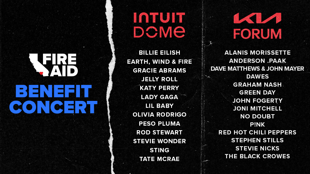 Fireaid benefit concert lineup